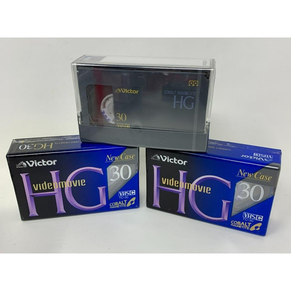 Victor HG 30 Blank VHS-C Cassette Tapes 3 Pack New TC-30‎ HGB